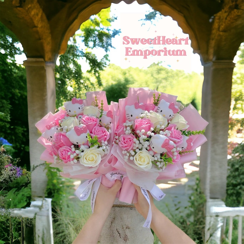 Hello Kitty Inspired Flower Bouquet, Bouquet, Flower Bouquet, Birthday ...