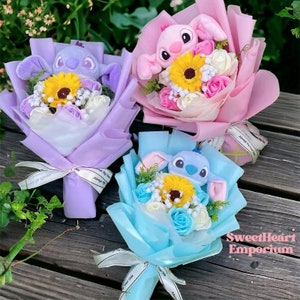 Stitch flower bouquet  Ramo de stitch, Regalos rosas, Regalos bonitos
