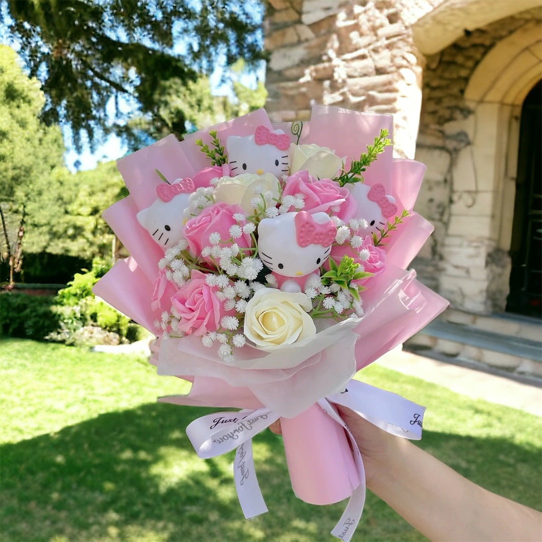 Hello Kitty Inspired Flower Bouquet, Bouquet, Flower Bouquet, Birthday