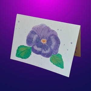 Tarjeta de felicitación con pensamientos primaverales coloridos, arte floral en acuarela, regalo para amantes de la naturaleza para cualquier ocasión, juego de 10 tarjetas en blanco hechas a mano.