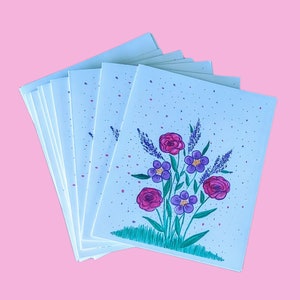 Ensemble de papeterie vierge à l'intérieur avec bouquet de roses colorées | Cartes de voeux florales pittoresques à l'aquarelle pour l'envoi de lettres, de cadeaux et de remerciements