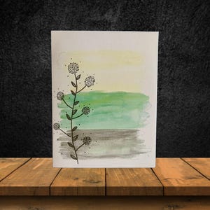 Juego de tarjetas de felicitación modernas con flores silvestres para cualquier ocasión. Tarjetas de acuarela en blanco hechas a mano para enviar cartas, regalos y notas de agradecimiento.