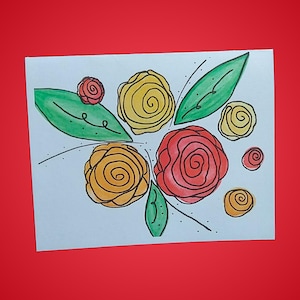 Conjunto de cartões de felicitações florais com rosas coloridas para todas as ocasiões, cartões em aquarela feitos à mão com interior em branco para envio de cartas, presentes e notas de agradecimento