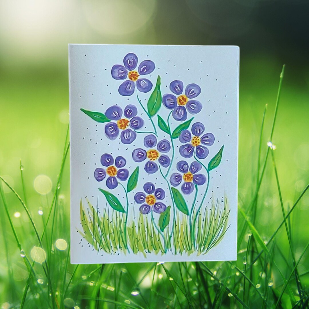 Purple Floral Watercolor Greeting Card Set of 10, Festive and All ...