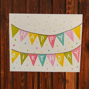 Handgemachtes 10er Geburtstagskarten-Set, alles Gute zum Geburtstag, Grußkarten mit Wimpelkette, buntes Geschenk für Freunde und Familie