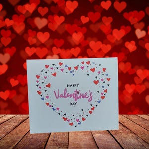 Carte de voeux joyeuse Saint-Valentin faite main - Motif coeurs colorés - Intérieur vierge pour messages personnels - Lot de 10 cartes avec enveloppes