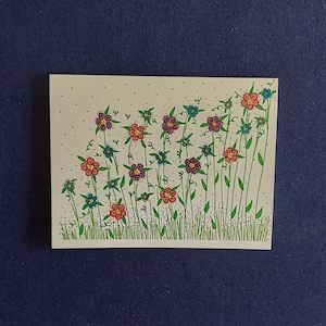 Conjunto de 10 cartões de flores silvestres em aquarela feitos à mão, cartões comemorativos com design de prado colorido, presente para amantes da natureza em qualquer ocasião, arte floral