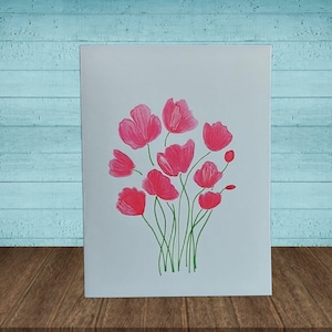 Handgemachte Aquarell Rote Mohnblume Kartenset von 10, Grußkarten mit lebendigem Blumenstrauß-Kunstdesign, Naturliebhabergeschenk für jeden Anlass