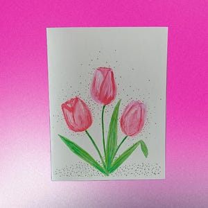 Ensemble de cartes de voeux bouquet de tulipes rouges, aquarelle printanière vibrante, intérieur vierge pour toutes les occasions, lot de 10 cartes florales faites main