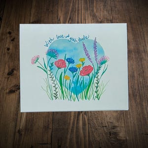 Handbemaltes 10er-Set Blaues Herz Wildblumen, Einzigartiges Herz-Design mit Blumen, dankbare Begrüßung, leere Innenseite für persönliche Nachrichten