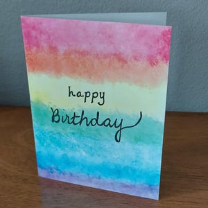 Lebendiges Regenbogen Vorgeschriebene ""Happy Birthday!" Grußkarten-Set mit Umschlägen, buntes Aquarell-Feiergeschenk für Freunde und Familie
