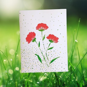 Ensemble de cartes de voeux aquarelle faites main avec oeillets avec enveloppes, cartes de voeux avec art bouquet floral, cadeau pour amoureux de la nature pour toute occasion