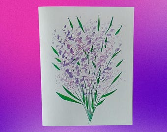 Tarjetas con interior en blanco con un ramo de lavanda en acuarela (juego de 10): Tarjetas de felicitación florales únicas hechas a mano, diseño n.° 149