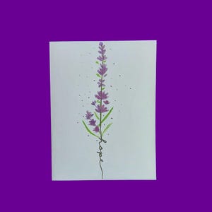 Cartão de felicitações de lavanda da primavera, aquarela floral calmante, presente para amantes da natureza em qualquer ocasião, conjunto de 10 cartões em branco feitos à mão