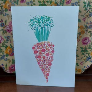 Carte de voeux de carotte | Carte vierge pour les mangeurs sains | Cadeau fermier | Conception de récolte d'automne | Thème Légume | Carotte orange aquarelle