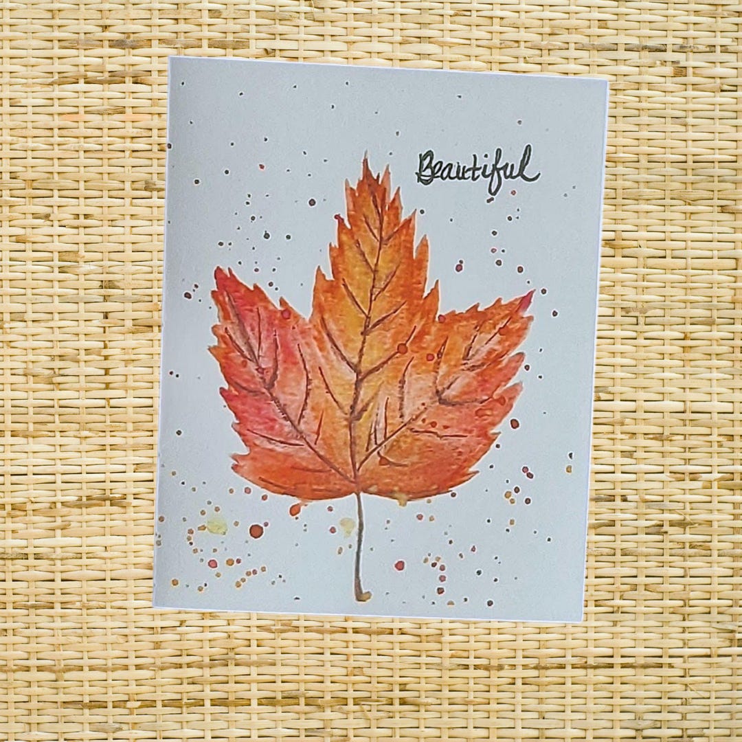 Handmade Autumn Maple Leaf Watercolor Card Set of 10: Fall Blank Inside ...