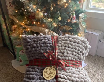 Dual Grey Soft Chunky Finger Crochet Handmade Throw Blanket