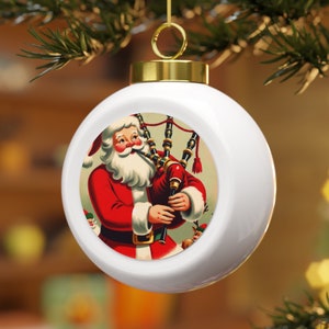 Santa Claus Bagpipe Christmas Ball Ornament