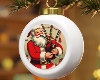 Santa Claus Bagpipe Christmas Ball Ornament