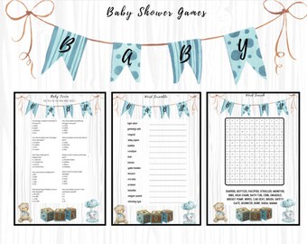 Jungle Theme Baby Shower Game Bundle W Answer Keys / Baby Shower