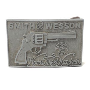 Vintage Western Cowboy Smith and Wesson Pewter Belt Buckle