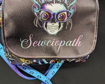 The brinley cross body Sewciopath custome vinyl bag.