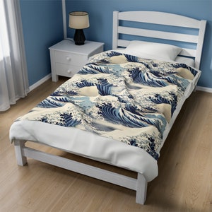 Japan Great Wave Plush Blanket