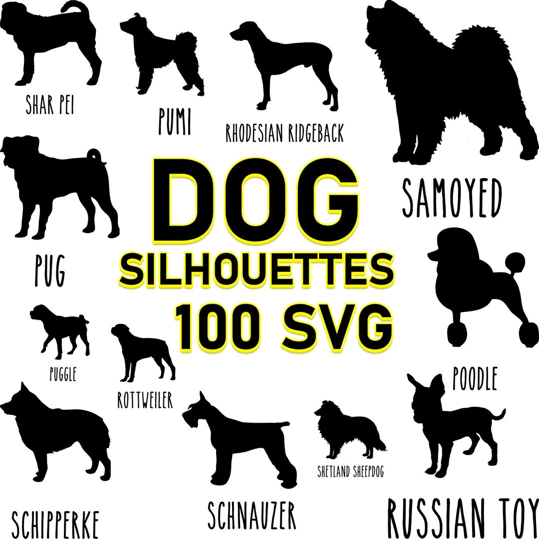 Dog Silhouettes Svg Bundle Dog Silhouettes Svg Cricut Cut Files Cutting