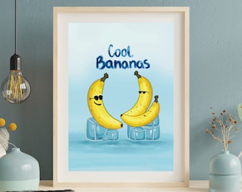 Cool Bananas, printable wall art, digital download, Printable art #2