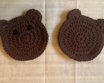 Crochet Bear Coaster – Cute Cotton Drink Coasters, Set of 2 or 4