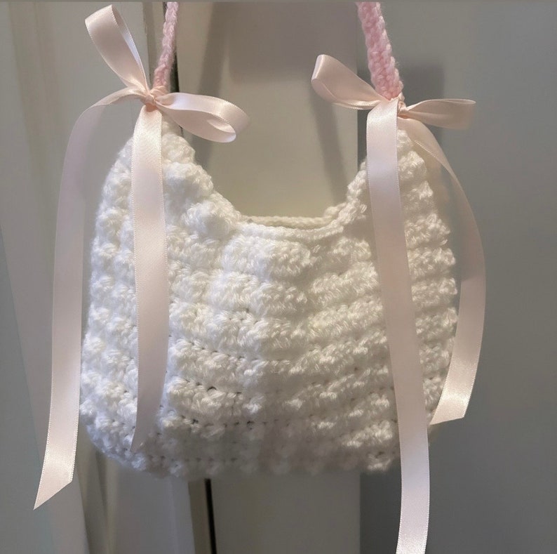 Handmade Coquette Crochet Ribbon Bag Etsy
