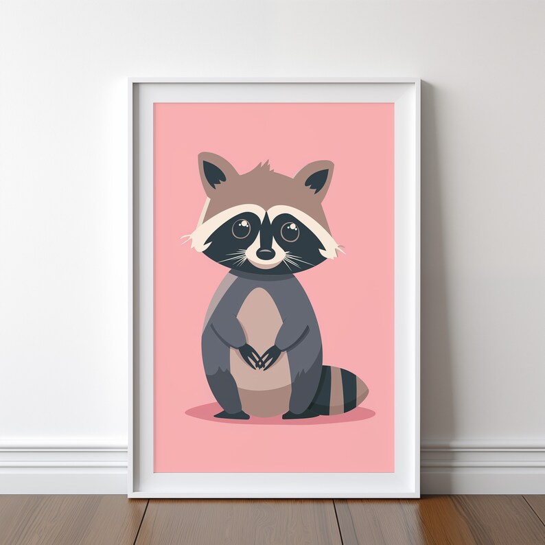 Cute Raccoon Printable Art, Raccoon Poster, DIY Digital Artwork