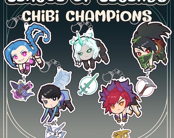 League of Legends | Chibi Champs Set 2 | Acrylic keychain Charm | Akali, Aphelios, Jinx, Sett, Viego
