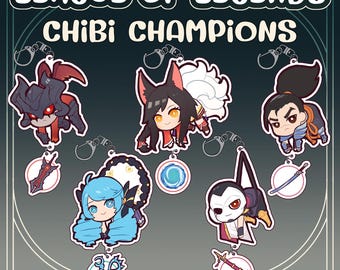 League of Legends | Chibi Champs Set 1 | Acrylic keychain Charm | Aatrox, Ahri, Gwen, Jhin, Yasuo
