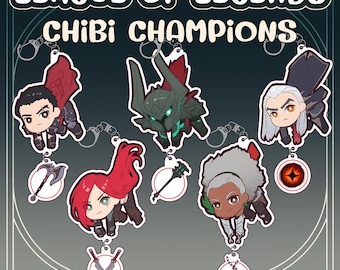League of Legends | Chibi Champs Set 3 | Acrylic keychain Charm | Ambessa, Darius, Katarina, Mordekaiser, Swain