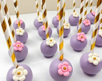 Blumen-Thema Cake Pops, Rapunzel Cake Pops, Tischdesserts, Partygeschenke, Brezeln, Cake Pops, Leckereien,