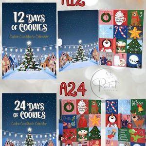 Christmas Cookie Advent Calendar, Christmas Gift, Great Gift Idea for Kids or Adults, 24 or 12-Day Christmas Cookie Advent Calendar