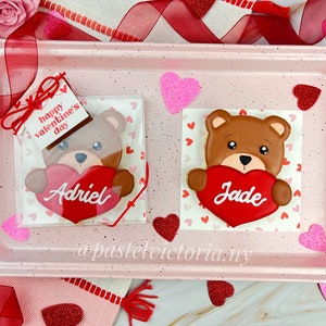 Personalized  Valentine&#39;s Day Bears,  Heart Decorated Sugar Cookies, flavors cookies, bear cookie