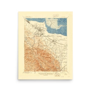 Palo Alto CA 1899, Stara Archiwalna Mapa Palo Alto, Bezramkowa Matowa Gruba Wydruk Na Papierze (8x10,16x20), Sztuka Ścienna, Prezent Dla Miłośników Historii