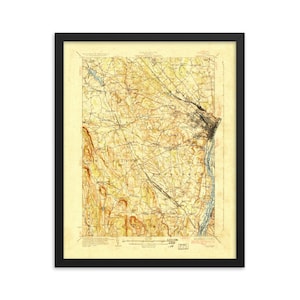 Albany NY 1927, ancienne carte d'archives d'Albany, impression sur papier mat encadré (8 x 10,16 x 20), art mural, cadeau pour amateur d'histoire
