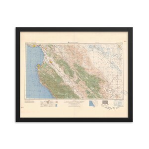 Santa Cruz CA 1957, Old Archival Map of Santa Cruz, Framed Matte Thick Paper Print (10x8,20x16), Wall Art, History Enthusiast Gift