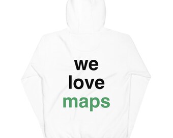 Sudadera con capucha "Nos encantan los mapas" de Pastmaps - Blanca
