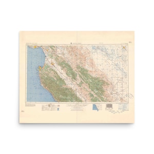 Santa Cruz CA 1957, Old Archival Map of Santa Cruz, Frameless Matte Thick Paper Print (10x8,20x16), Wall Art, History Enthusiast Gift
