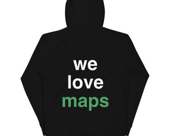 Sudadera con capucha "Nos encantan los mapas" de Pastmaps - Negra