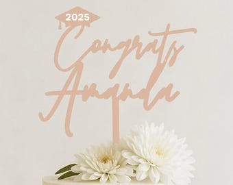 Topper per torta di laurea personalizzato - Topper per torta di laurea personalizzato, decorazione per festa di laurea della classe del 2025, decorazione per torta per festeggiamenti di fine anno