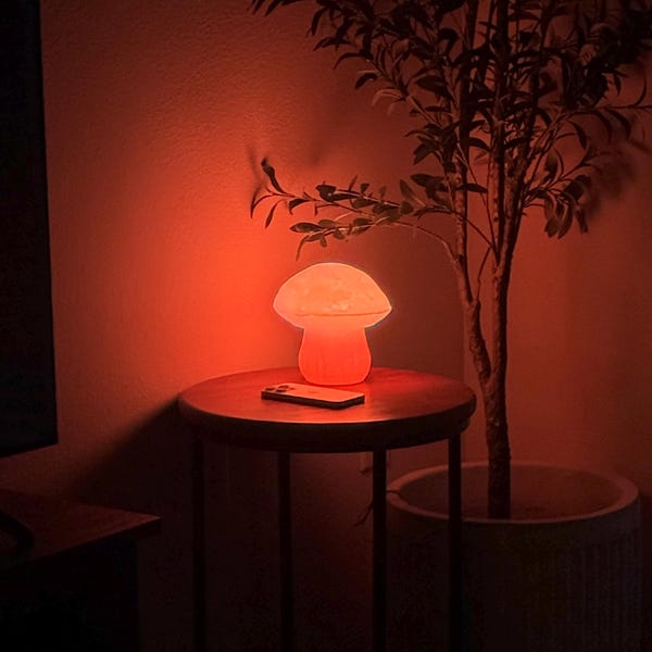 Przytulna lampa w kształcie grzyba – ciepła lampa stołowa do sypialni i salonu, borowik szlachetny, rustykalny wystrój z borowika królewskiego, lampka nocna Penny Bun