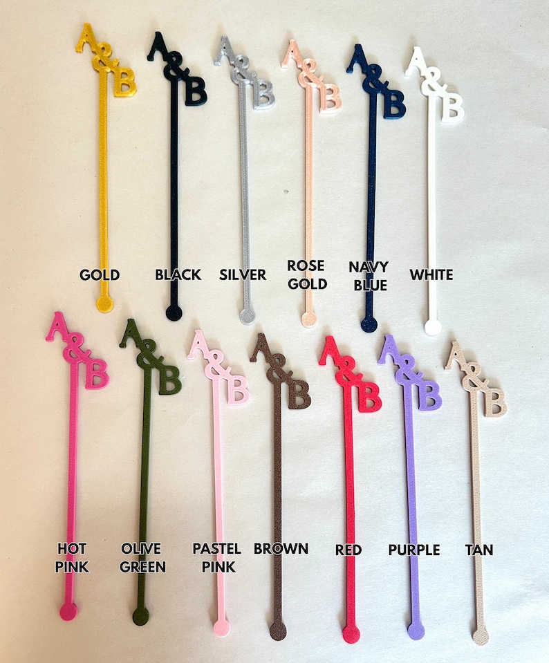 Purple-themed wedding reception supplies - custom purple drink stirrer