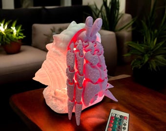 Glowing Hermit Crab Table Lamp - USB LED Shell Lamp, 15 Colors, Dimmable with Switch - Night light for Kids and Adults - With Remote
