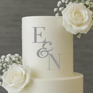 Monogram Cake Topper - Personalized Initials Cake Charm - Flat Lay PLA Wedding Topper - Custom Letter Cake Decoration for Special Occasions