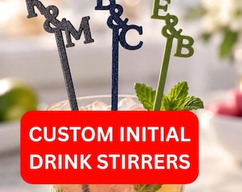 Custom Initial Drink Stirrers – Personalized Cocktail Sticks – Elegant Wedding & Party Drink Accessories – Custom 6 Inch Drink Stirrers